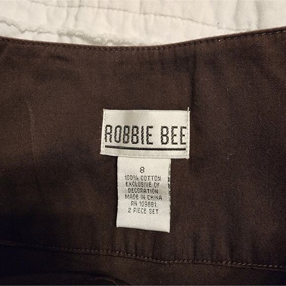 Robbie Bee Boho A-line Flower Applique Skirt, Brown Yellow Green, Size 8 - Picture 2 of 7